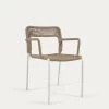 Cailin Stackable Chair In Beige Cord With Galvanised Steel Legs Painted White | Kave Home