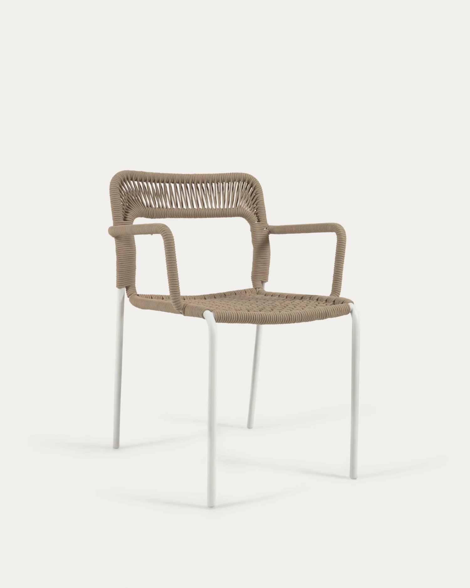 Cailin Stackable Chair In Beige Cord With Galvanised Steel Legs Painted White | Kave Home 3 Cailin Stackable Chair In Beige Cord With Galvanised Steel Legs Painted White | Kave Home