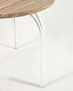 Cailin Round Table In Solid 100% FSC Acacia Wood With Steel Legs In White Ã 90 Cm | Kave Home -Quality Furniture Store CC6051M46 1D02