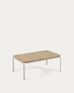 Cailin Coffee Table In Solid 100% FSC Acacia Wood With White Steel Legs 100x60cm | Kave Home