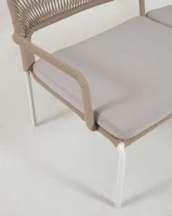 Cailin 2 Seater Sofa In Beige Cord With Galvanised Steel Legs In White 150 Cm | Kave Home -Quality Furniture Store CC6054J11 1D02