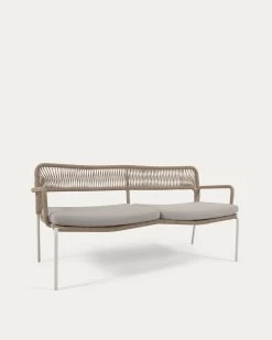 Cailin 2 Seater Sofa In Beige Cord With Galvanised Steel Legs In White 150 Cm | Kave Home