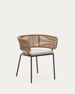 Nadin Chair In Beige Cord With Galvanised Steel Legs | Kave Home