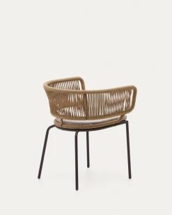 Nadin Chair In Beige Cord With Galvanised Steel Legs | Kave Home -Quality Furniture Store CC6068J12 1V03