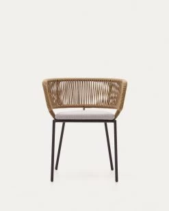 Nadin Chair In Beige Cord With Galvanised Steel Legs | Kave Home -Quality Furniture Store CC6068J12 1V04