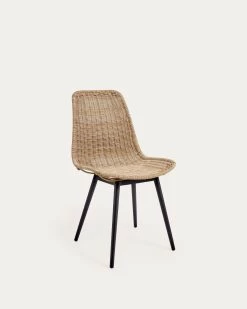 Equal Outdoor Chair In Synthetic Rattan With Aluminium Legs In A Black Finish | Kave Home