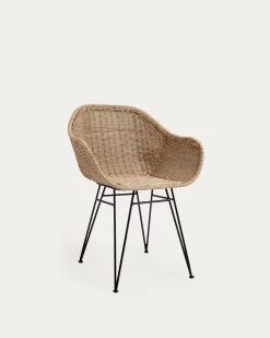 Chart Outdoor Chair In Synthetic Rattan With Galvanised Steel Legs In A Black Finish | Kave Home