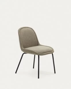 Aimin Chair In Brown Chenille And Steel Legs With A Matte Black Painted Finish | Kave Home