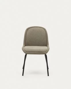 Aimin Chair In Brown Chenille And Steel Legs With A Matte Black Painted Finish | Kave Home 18 Aimin Chair In Brown Chenille And Steel Legs With A Matte Black Painted Finish | Kave Home -Quality Furniture Store CC6853BF11 1V04