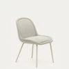 Aimin Chair In Beige Chenille And Steel Legs With A Matte Beige Painted Finish | Kave Home