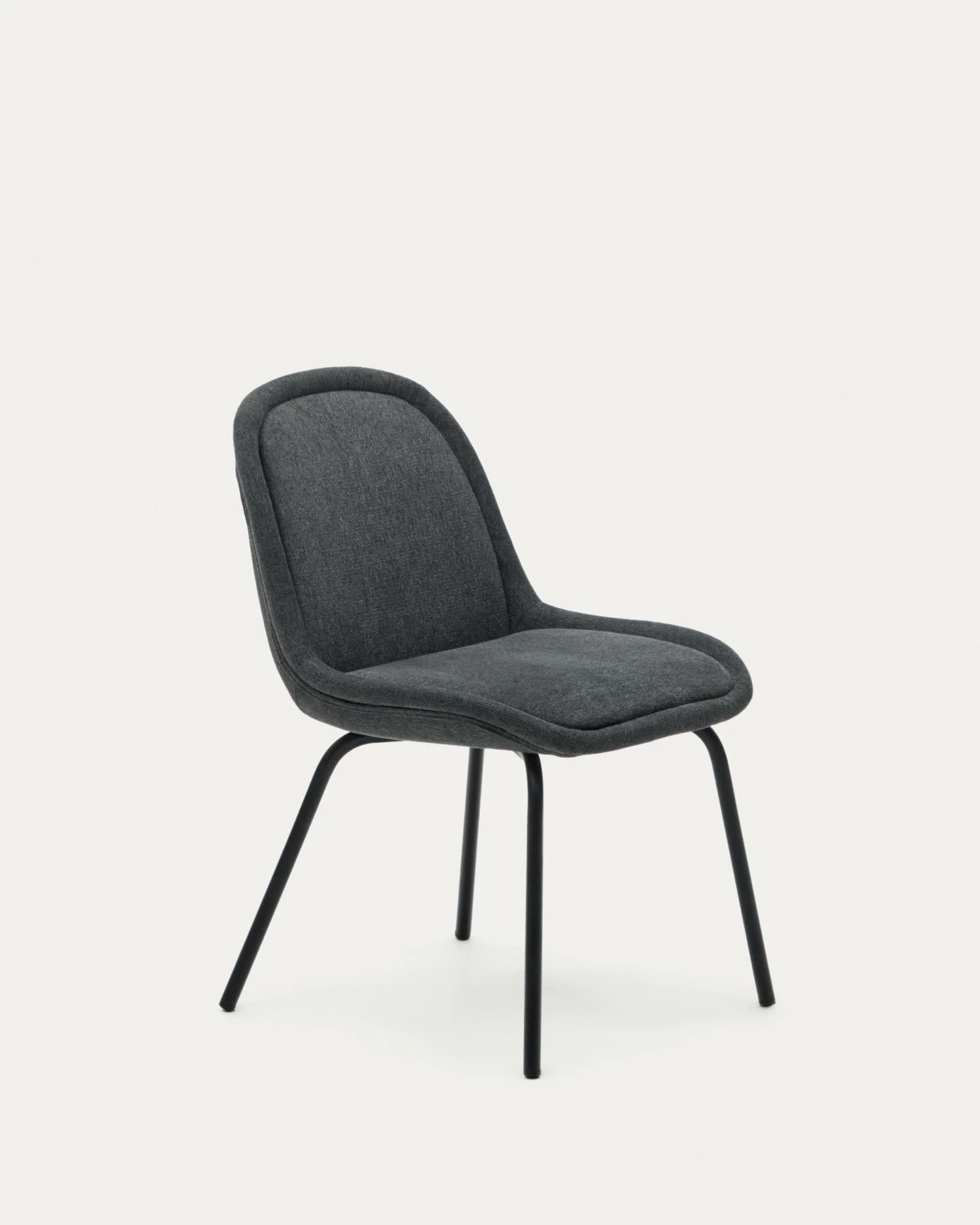 Aimin Chair In Grey Chenille And Steel Legs With A Matte Black Painted Finish | Kave Home 3 Aimin Chair In Grey Chenille And Steel Legs With A Matte Black Painted Finish | Kave Home