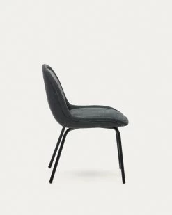 Aimin Chair In Grey Chenille And Steel Legs With A Matte Black Painted Finish | Kave Home 15 Aimin Chair In Grey Chenille And Steel Legs With A Matte Black Painted Finish | Kave Home -Quality Furniture Store CC6853BF15 1V02