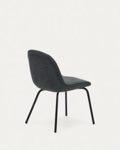 Aimin Chair In Grey Chenille And Steel Legs With A Matte Black Painted Finish | Kave Home 17 Aimin Chair In Grey Chenille And Steel Legs With A Matte Black Painted Finish | Kave Home -Quality Furniture Store CC6853BF15 1V03