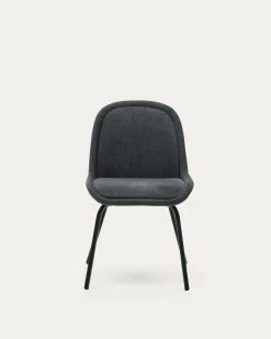 Aimin Chair In Grey Chenille And Steel Legs With A Matte Black Painted Finish | Kave Home 18 Aimin Chair In Grey Chenille And Steel Legs With A Matte Black Painted Finish | Kave Home -Quality Furniture Store CC6853BF15 1V04