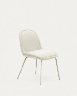 Aimin Chair In White Fleece And Steel Legs With A Matte Beige Painted Finish | Kave Home