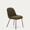Aimin Chair In Green Fleece And Steel Legs With A Matte Black Painted Finish | Kave Home
