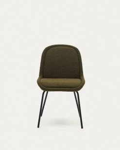 Aimin Chair In Green Fleece And Steel Legs With A Matte Black Painted Finish | Kave Home 18 Aimin Chair In Green Fleece And Steel Legs With A Matte Black Painted Finish | Kave Home -Quality Furniture Store CC6853J19 1V04