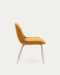 Aimin Chair In Mustard Fleece And Steel Legs With A Matte Beige Painted Finish | Kave Home 17 Aimin Chair In Mustard Fleece And Steel Legs With A Matte Beige Painted Finish | Kave Home -Quality Furniture Store CC6853J81 1V02