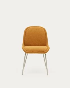 Aimin Chair In Mustard Fleece And Steel Legs With A Matte Beige Painted Finish | Kave Home 20 Aimin Chair In Mustard Fleece And Steel Legs With A Matte Beige Painted Finish | Kave Home -Quality Furniture Store CC6853J81 1V04