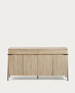 Thinh Solid Acacia Wood Sideboard 4 Doors 2 Drawers With Black Finish Steel 184 X 98 Cm | Kave Home