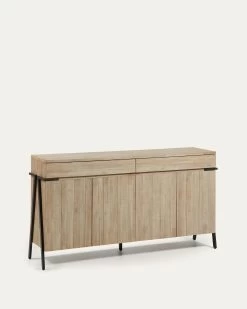 Thinh Solid Acacia Wood Sideboard 4 Doors 2 Drawers With Black Finish Steel 184 X 98 Cm | Kave Home -Quality Furniture Store DI001M46 1V02