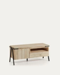 Thinh Solid Acacia Wood Single Door & Drawer TV Stand With Black Finish Steel 125 X 53 Cm | Kave Home 9 Thinh Solid Acacia Wood Single Door & Drawer TV Stand With Black Finish Steel 125 X 53 Cm | Kave Home -Quality Furniture Store DI002M46 1V02