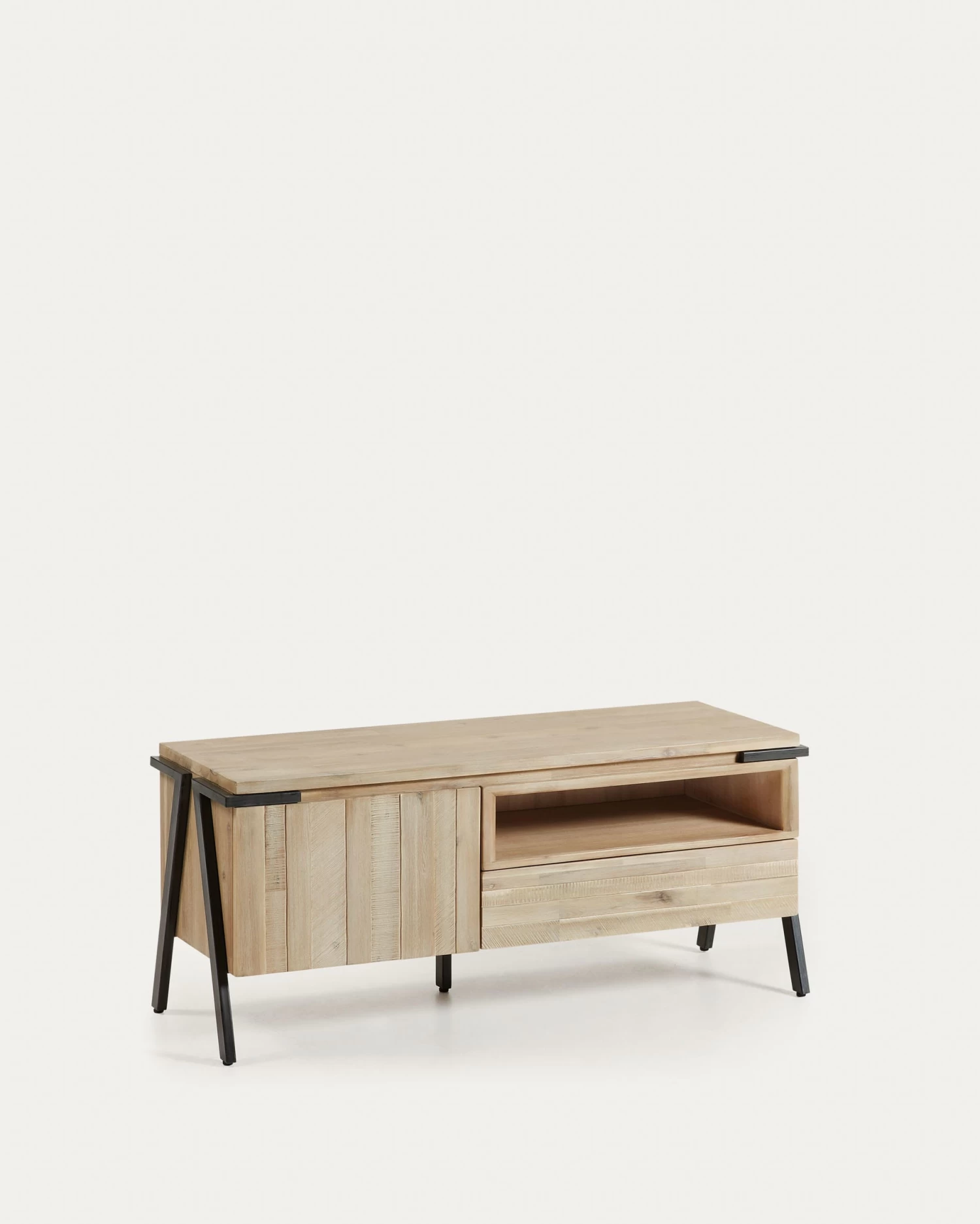 Thinh Solid Acacia Wood Single Door & Drawer TV Stand With Black Finish Steel 125 X 53 Cm | Kave Home 6 Thinh Solid Acacia Wood Single Door & Drawer TV Stand With Black Finish Steel 125 X 53 Cm | Kave Home - Image 4