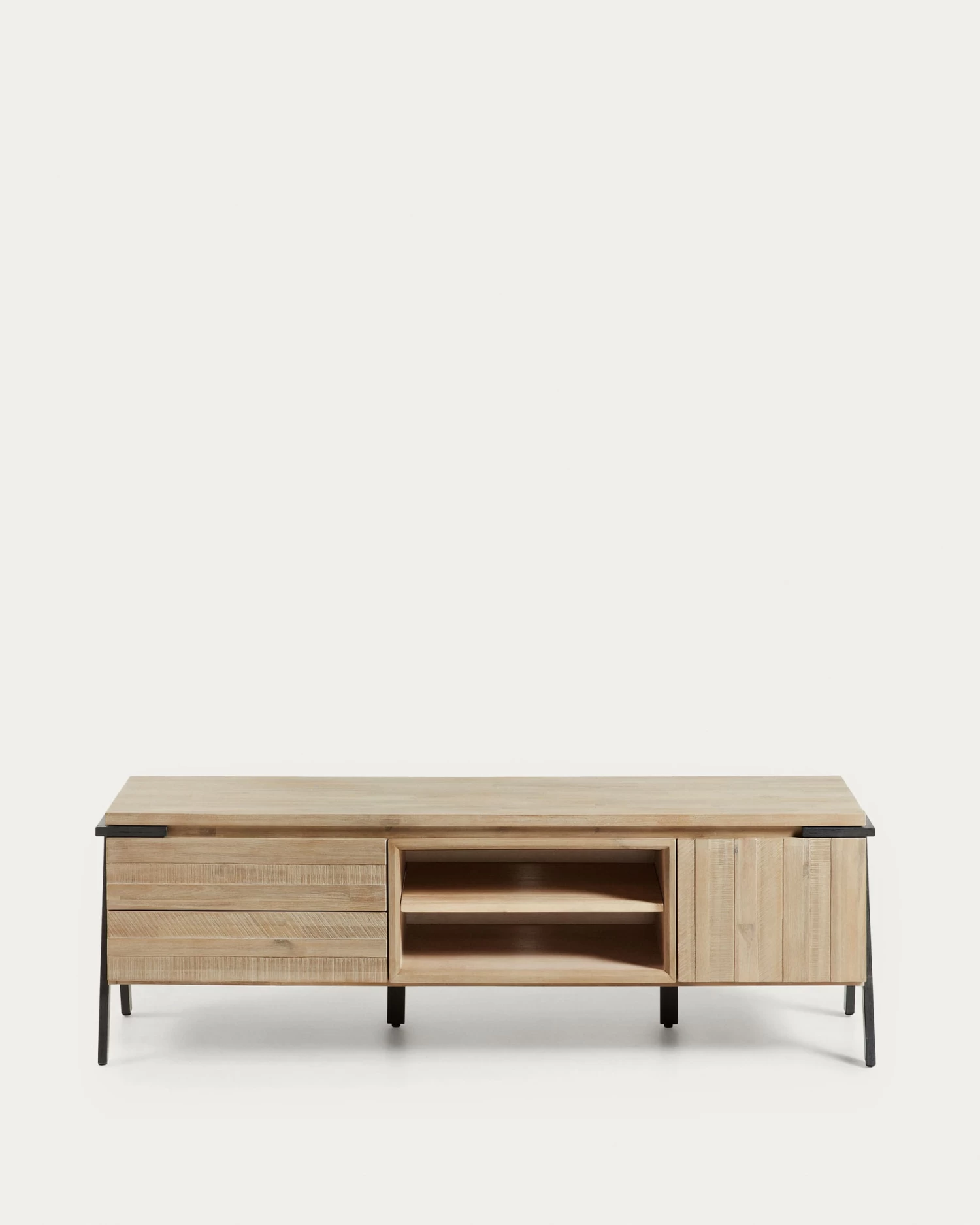 Thinh Solid Acacia Wood Single Door 2 Drawer TV Stand With Black Finish Steel 165 X 53 Cm | Kave Home 3 Thinh Solid Acacia Wood Single Door 2 Drawer TV Stand With Black Finish Steel 165 X 53 Cm | Kave Home