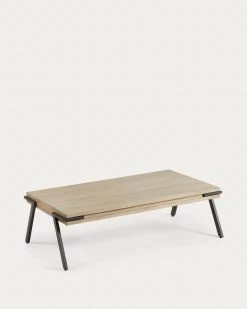 Thinh Solid Acacia Wood Coffee Table With Steel Legs In A Black Finish 125 X 70 Cm | Kave Home