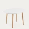 Oqui Oval Extendable MDF Table With White Lacquer And Solid Beech Legs 120 (200) X 90 Cm | Kave Home
