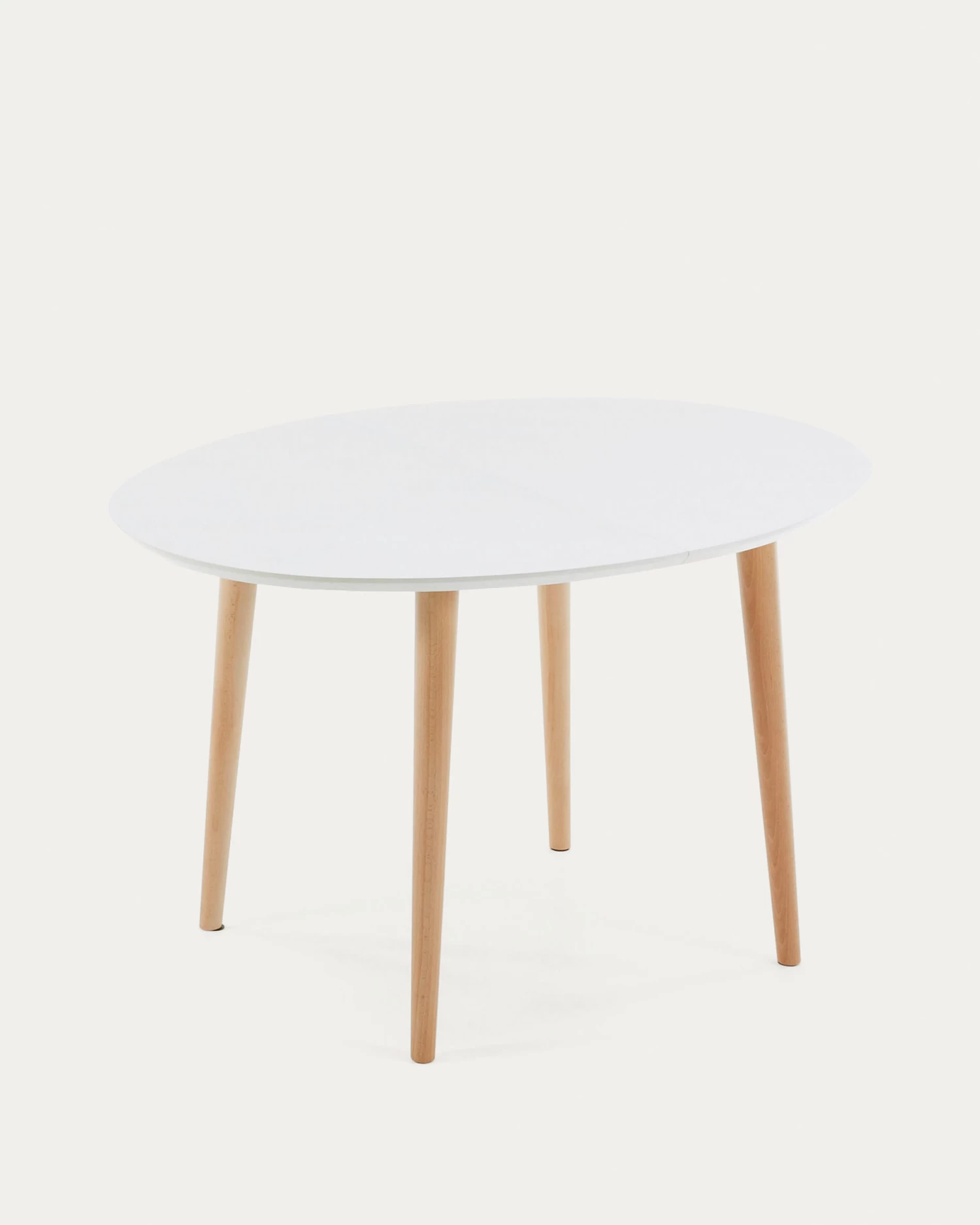 Oqui Oval Extendable MDF Table With White Lacquer And Solid Beech Legs 120 (200) X 90 Cm | Kave Home 3 Oqui Oval Extendable MDF Table With White Lacquer And Solid Beech Legs 120 (200) X 90 Cm | Kave Home