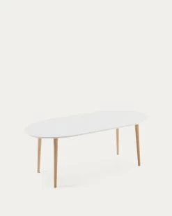 Oqui Oval Extendable MDF Table With White Lacquer And Solid Beech Legs 120 (200) X 90 Cm | Kave Home 10 Oqui Oval Extendable MDF Table With White Lacquer And Solid Beech Legs 120 (200) X 90 Cm | Kave Home -Quality Furniture Store EC305L33 1V02