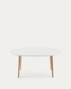 Oqui Oval Extendable MDF Table With White Lacquer And Solid Beech Legs 120 (200) X 90 Cm | Kave Home 12 Oqui Oval Extendable MDF Table With White Lacquer And Solid Beech Legs 120 (200) X 90 Cm | Kave Home -Quality Furniture Store EC305L33 1V04