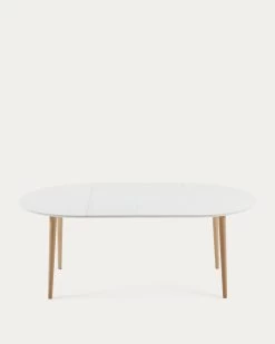 Oqui Oval Extendable MDF Table With White Lacquer And Solid Beech Legs 120 (200) X 90 Cm | Kave Home 13 Oqui Oval Extendable MDF Table With White Lacquer And Solid Beech Legs 120 (200) X 90 Cm | Kave Home -Quality Furniture Store EC305L33 1V05