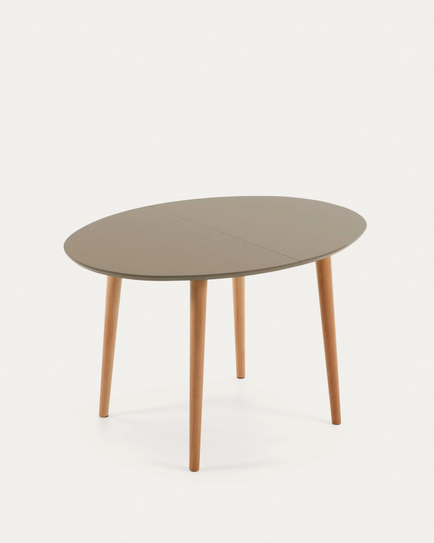 Oqui Oval Extendable MDF Table With Brown Lacquer And Solid Beech Legs 120 (200) X 90 Cm | Kave Home 3 Oqui Oval Extendable MDF Table With Brown Lacquer And Solid Beech Legs 120 (200) X 90 Cm | Kave Home