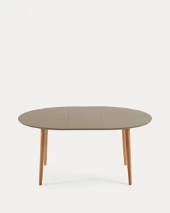 Oqui Oval Extendable MDF Table With Brown Lacquer And Solid Beech Legs 120 (200) X 90 Cm | Kave Home 14 Oqui Oval Extendable MDF Table With Brown Lacquer And Solid Beech Legs 120 (200) X 90 Cm | Kave Home -Quality Furniture Store EC306L10 1V04