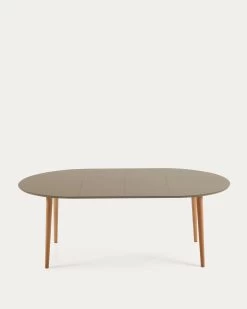 Oqui Oval Extendable MDF Table With Brown Lacquer And Solid Beech Legs 120 (200) X 90 Cm | Kave Home 15 Oqui Oval Extendable MDF Table With Brown Lacquer And Solid Beech Legs 120 (200) X 90 Cm | Kave Home -Quality Furniture Store EC306L10 1V05