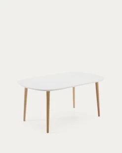 Oqui Extendable Oval Table With An Oak Veneer And Solid Wood Legs Ã 160 (260) X 100 Cm | Kave Home