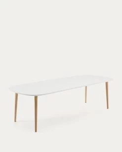 Oqui Extendable Oval Table With An Oak Veneer And Solid Wood Legs Ã 160 (260) X 100 Cm | Kave Home -Quality Furniture Store EC309L33 1V02