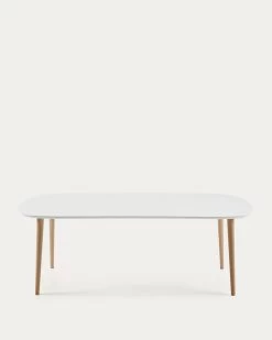 Oqui Extendable Oval Table With An Oak Veneer And Solid Wood Legs Ã 160 (260) X 100 Cm | Kave Home -Quality Furniture Store EC309L33 1V04
