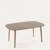 Oqui Oval Extendable MDF Table With Brown Lacquer And Solid Beech Legs 160 (260) X 100 Cm | Kave Home -Quality Furniture Store EC310L10 1V01