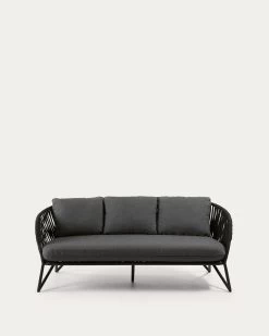 3 Seater Branzie Sofa In Black Cord 180 Cm | Kave Home