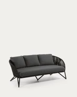 3 Seater Branzie Sofa In Black Cord 180 Cm | Kave Home -Quality Furniture Store IT0284J15 1V02