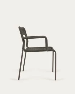 Cailin Stackable Chair In Green Cord With Galvanised Steel Legs Painted Dark Green | Kave Home 17 Cailin Stackable Chair In Green Cord With Galvanised Steel Legs Painted Dark Green | Kave Home -Quality Furniture Store IT0367J19 1V02