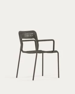 Cailin Stackable Chair In Green Cord With Galvanised Steel Legs Painted Dark Green | Kave Home 19 Cailin Stackable Chair In Green Cord With Galvanised Steel Legs Painted Dark Green | Kave Home -Quality Furniture Store IT0367J19 1V03