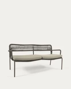 Cailin 2 Seater Sofa In Green Cord With Galvanised Steel Legs In Dark Green 150 Cm | Kave Home