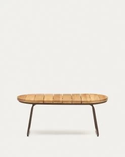 Salguer Outdoor Coffee Table In Solid Acacia & Brown Steel Ã 100 X 50 Cm FSC 100% | Kave Home