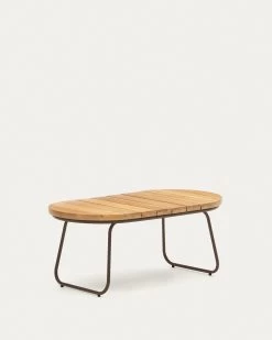 Salguer Outdoor Coffee Table In Solid Acacia & Brown Steel Ã 100 X 50 Cm FSC 100% | Kave Home -Quality Furniture Store J0100005MM43 1V02