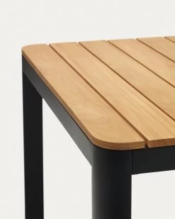 Bona Aluminium And Solid Teak Table 100% Outdoor Suitable With Black Finish 160 X 90 Cm | Kave Home -Quality Furniture Store J0100027MM46 1D01