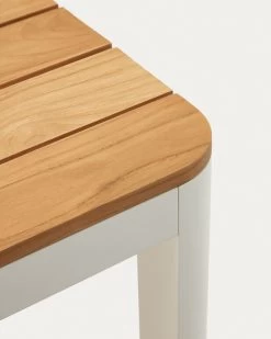 Bona Aluminium And Solid Teak Table 100% Outdoor Suitable With White Finish 200 X 100 Cm | Kave Home -Quality Furniture Store J0100028MM46 1D03